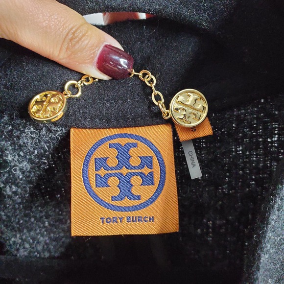 TORY BURCH • Navy Blue Alexandre Removable Fur Trim Pea Coat Sz 4 - Picture 10 of 11